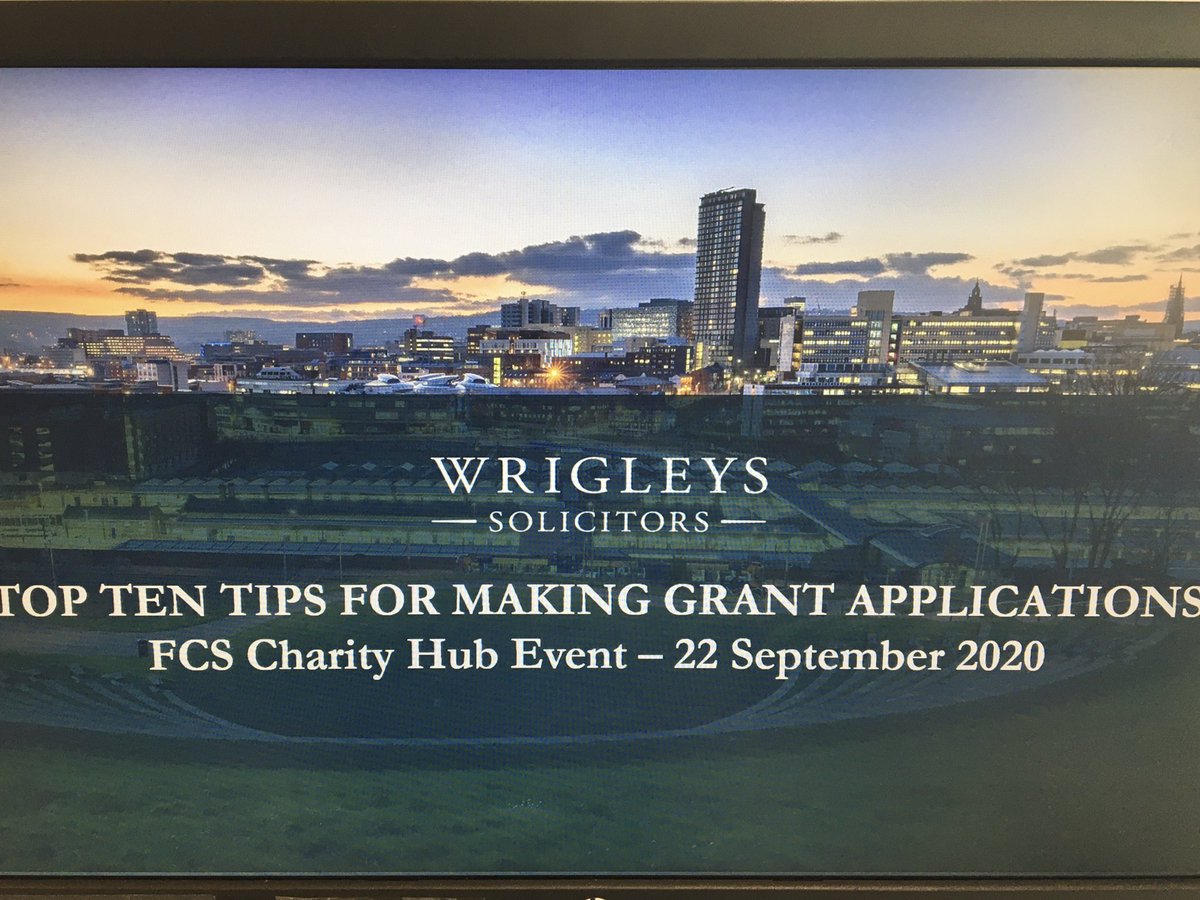 Great to speak at the <a href="/FCSAssociates/">FCS Associates</a> Charity Hub online event this morning - with my Top 10 Tips for Making Grant Applications ...