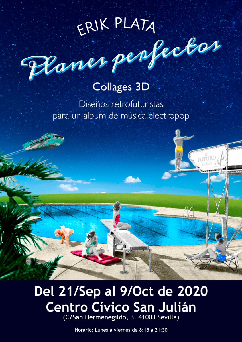 Desde hoy puedes visitar la exposición del diseñador Erik Plata, “COLLAGES 3D Diseños retrofuturistas para una banda de electropop”. Del 21/Sep al 09/Oct de lunes a viernes de 8:15 a 21:30 en el Centro Cívico San Julian (C/San Hermenegildo 3 41003 Sevilla)
lemonfly.es