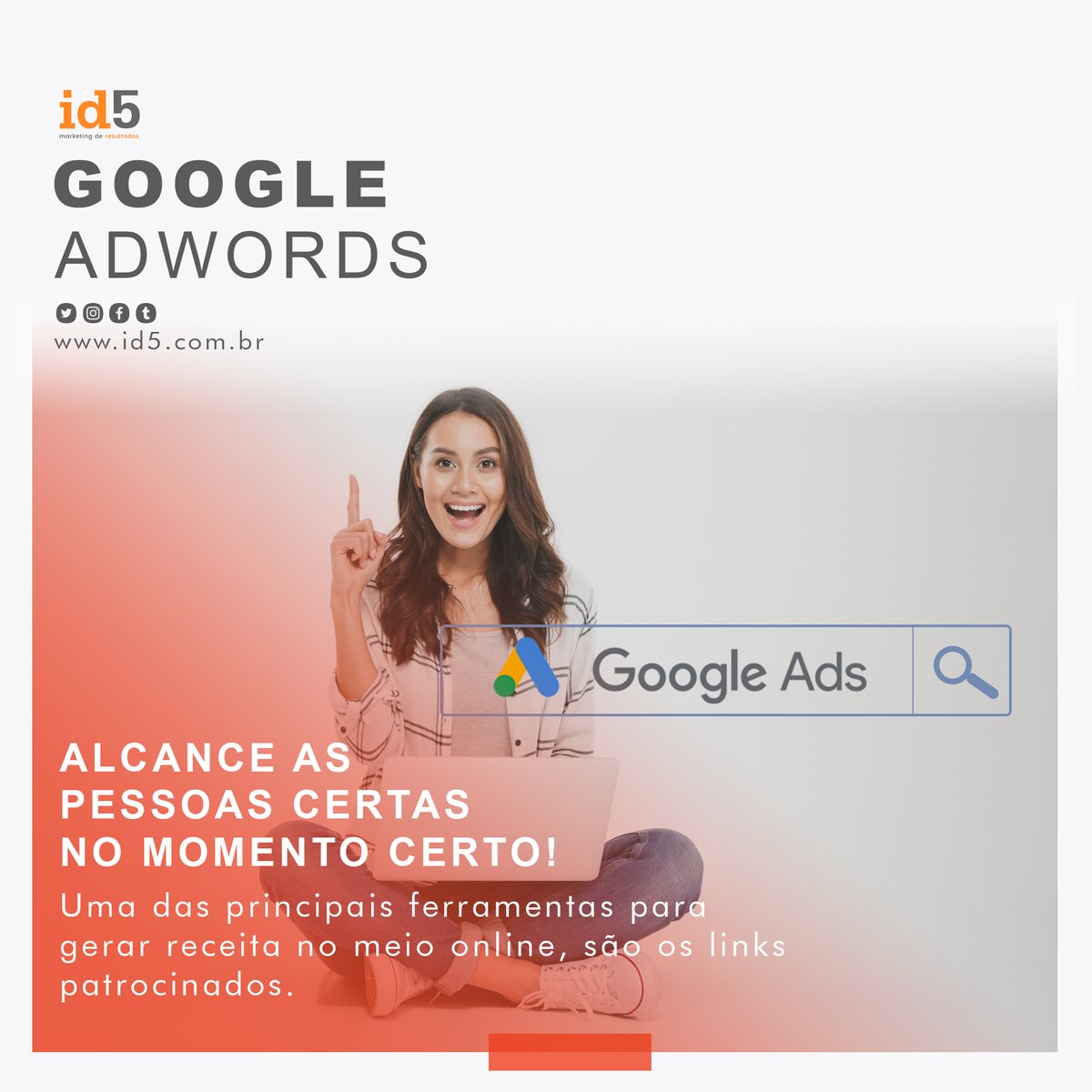 id5web's tweet image. Você sabia que, no Brasil, 64,7% da população está conectada, em alguma plataforma online neste exato momento. 
Isto vem tornando a publicidade digital, a estratégia mais acessível e democrática para todos os tipos de negócio.