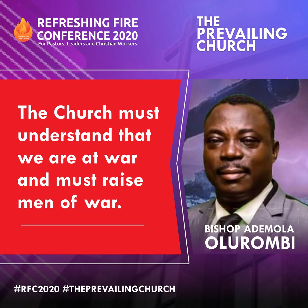 tclafamily's tweet photo. The Gate of hell shall not prevail - Bishop Ademola Olurombi
#RFC2020
#ThePrevailingChurch
#RefreshingFireConference https://t.co/ltG1QJDmiC