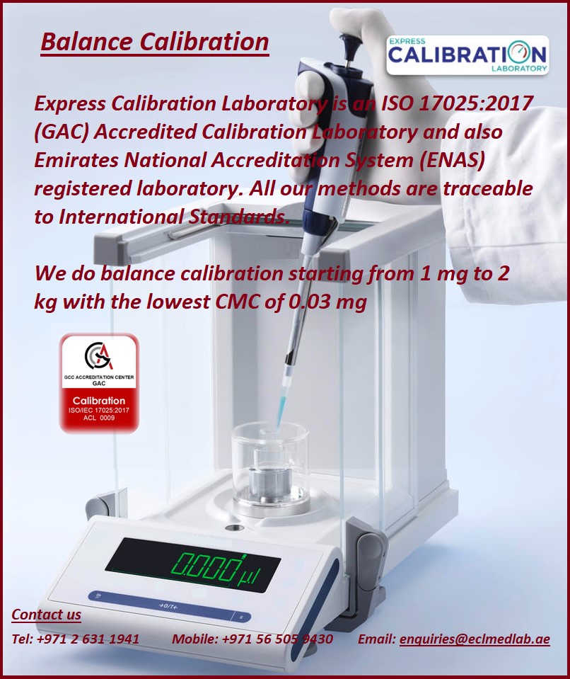 ISO 17025:2017 Accredited Balance Calibration Services

#balancecalibration #calibration #hospitals #laboratories #soiltesting #iso17025 #uae #abudhabi #dubai #clinics #healthcarefacilities #labtesting #emirates #traceability