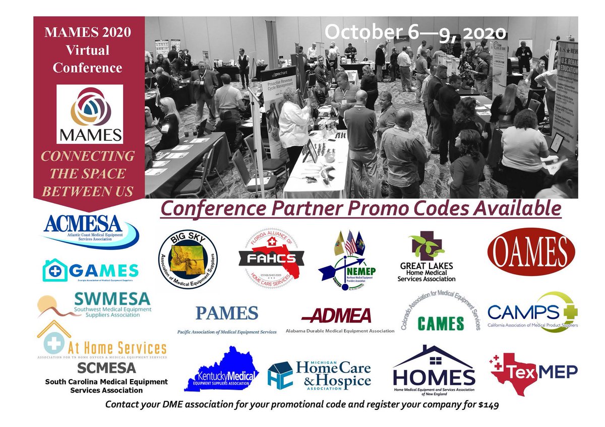 mameshme's tweet image. MAMES 2020 Connecting the Space Between Us #dmetogether @ACMESAHME @NEMEProviders @FAHCStweets @CAMPS2115 @bigskyames @OhioHME @HOMES_NE @SWMESADME @PAMESDMEPOS @TexMEP @ATHOMES_TN plus Colorado, Kentucky, Georgia, S. Carolina, Georgia, Michigan register @ mames.com