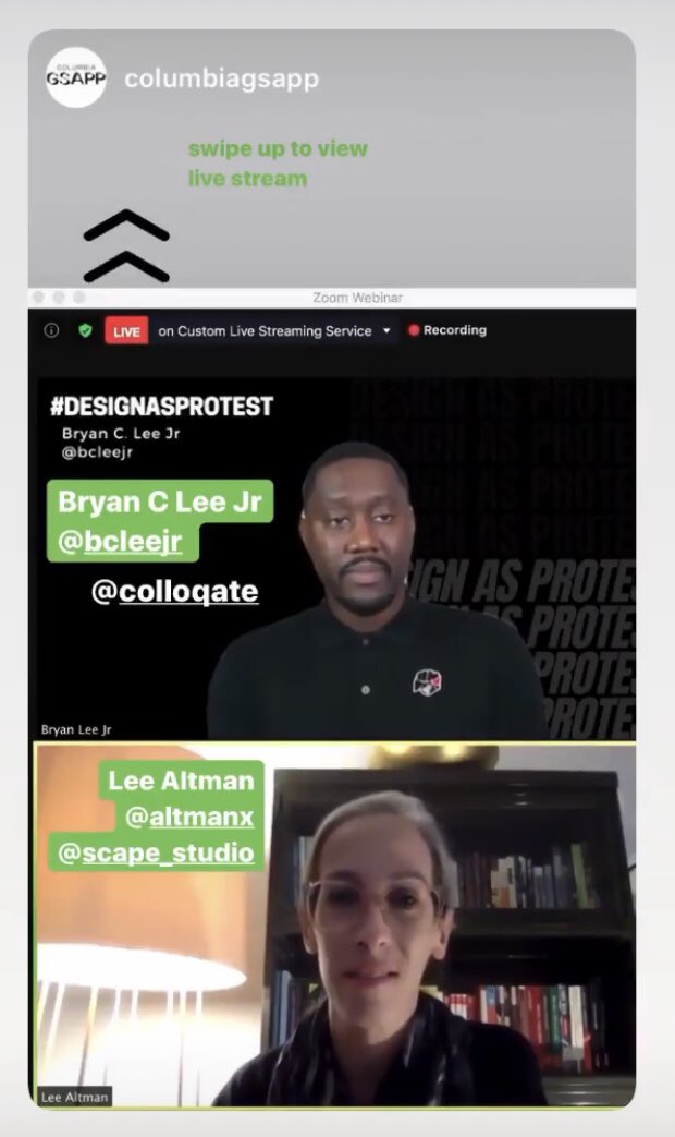 altmanx's tweet image. when you get to talk to friends about things that matter #DesignJustice #DesignAsProtest @BCLeeJr @ColumbiaGSAPP @LylaCatellier