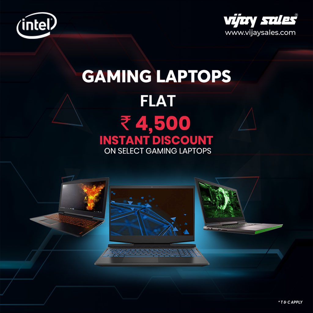 VijaySales's tweet photo. Your gaming is about to get better, faster & more adventurous! 😮
Get your game-mode on with an instant discount of flat ₹4500 on select gaming laptops. 🤩
Game on https://t.co/UXd6s1bpf8
#GamingLaptops #VijaySalesOffers #GamingOffers https://t.co/CY8khyDNry