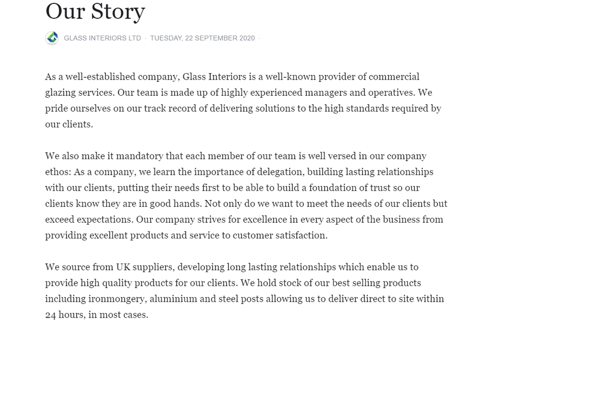 InteriorsGlass's tweet photo. Just a little introduction about us and our story #Glazing #architecture #design #balustrades #firerated #business #company #bespoke https://t.co/1lg8HtZeJG