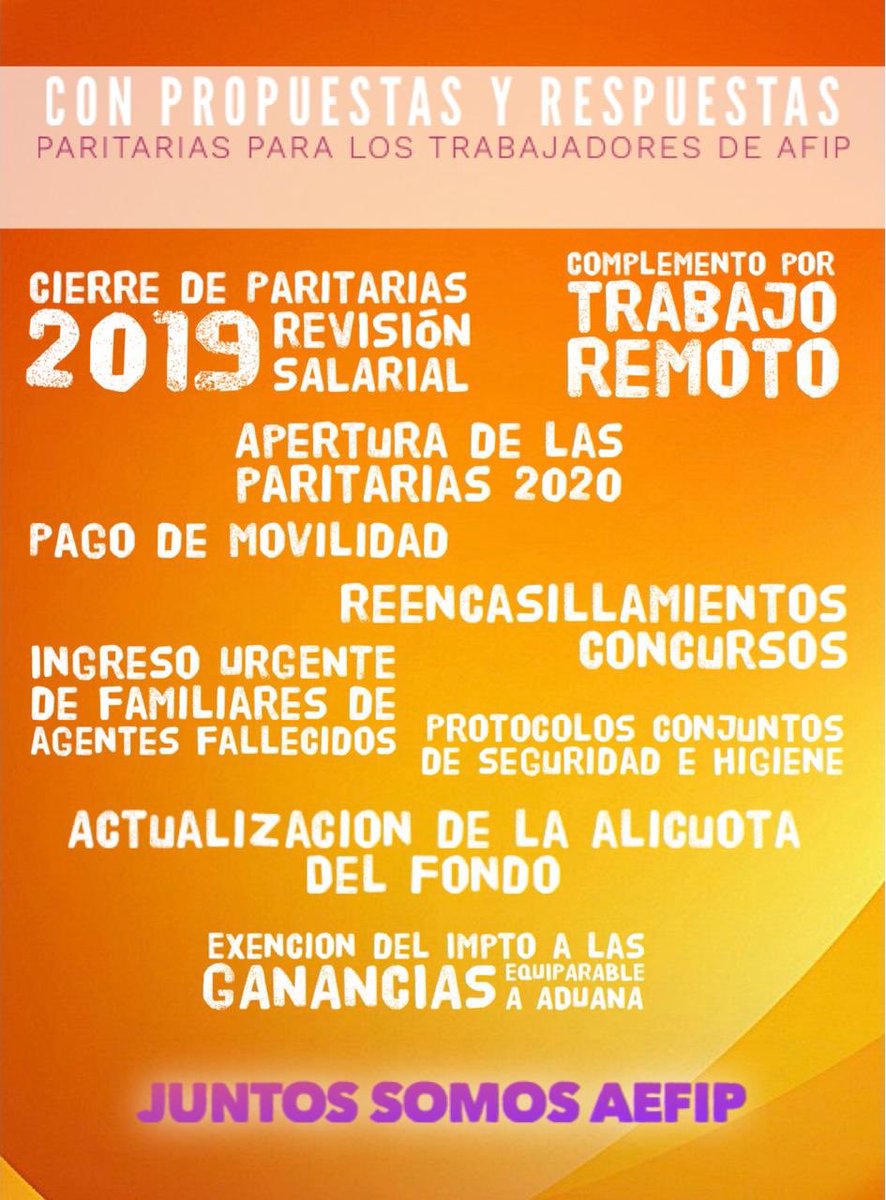 Luego de 4 meses de haber solicitado la apertura de paritarias, son muchos los temas a tratar, sobre los cuales los trabajadores de AFIP necesitamos gestión por parte del Sindicato.