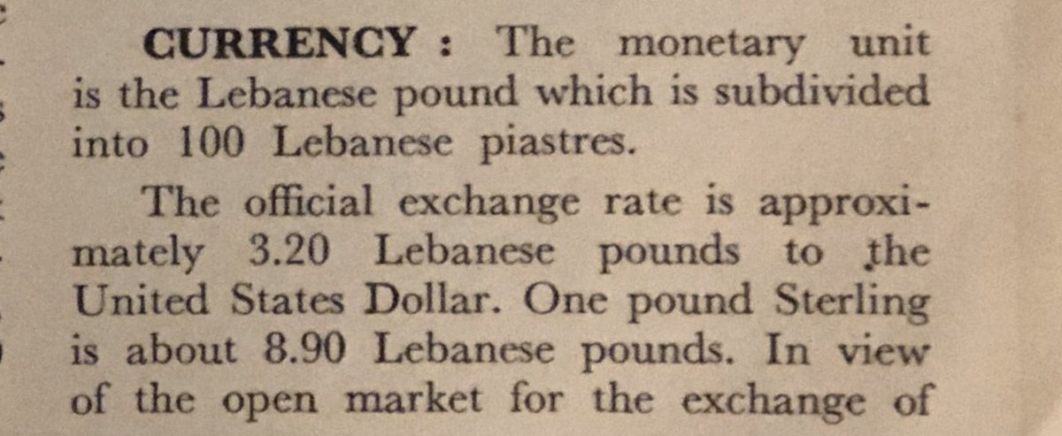 I enjoyed this snippet: “The official exchange rate is approximately 3.2 Lebanese pounds to the USD”