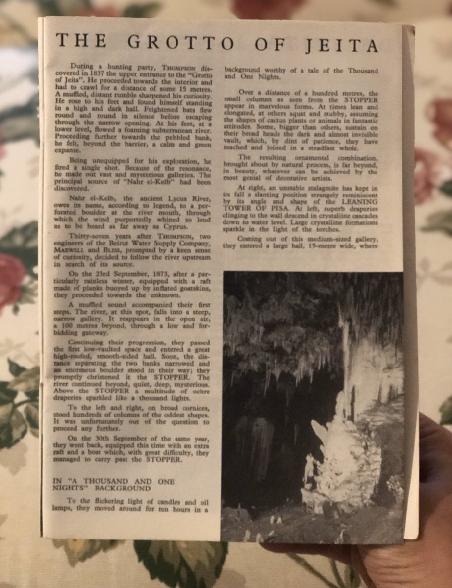 There’s a pullout feature on Jeita Grotto:“To the flickering light of candles and oil lamps, they moved around for ten hours in a background worthy of a tale of the Thousand and One Nights”