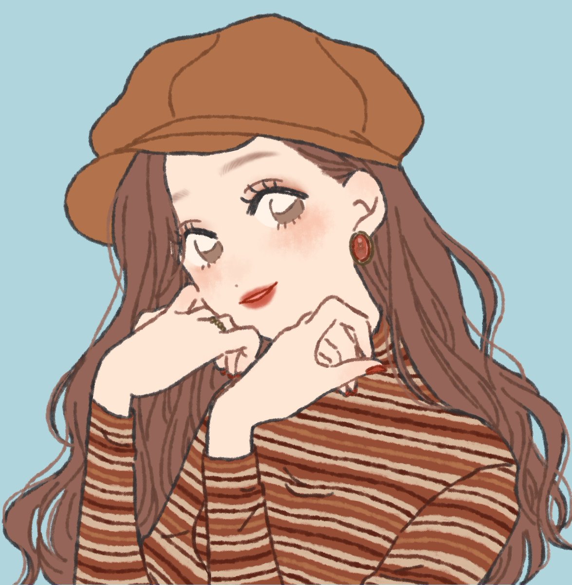 1girl solo jewelry braid brown hair white eyes shirt  illustration images