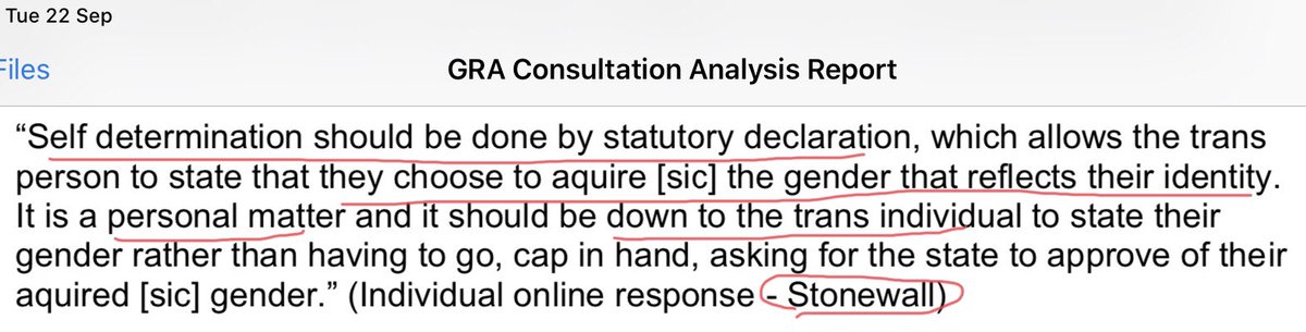 Stonewall also going for SelfID by StatDec. No surprise there. Nice tough with the “cap in hand asking for state approval”. I note they are as sloppy with their spelling as they are with their due diligence.