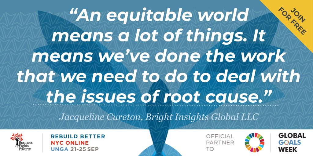 A key discussion point for our panel is looking at what equity means – it means we've done the work to fix the root causes of issues. #RebuildBetter #UNGA <a href="/Bright_Insights/">Bright Insights Global LLC.</a>