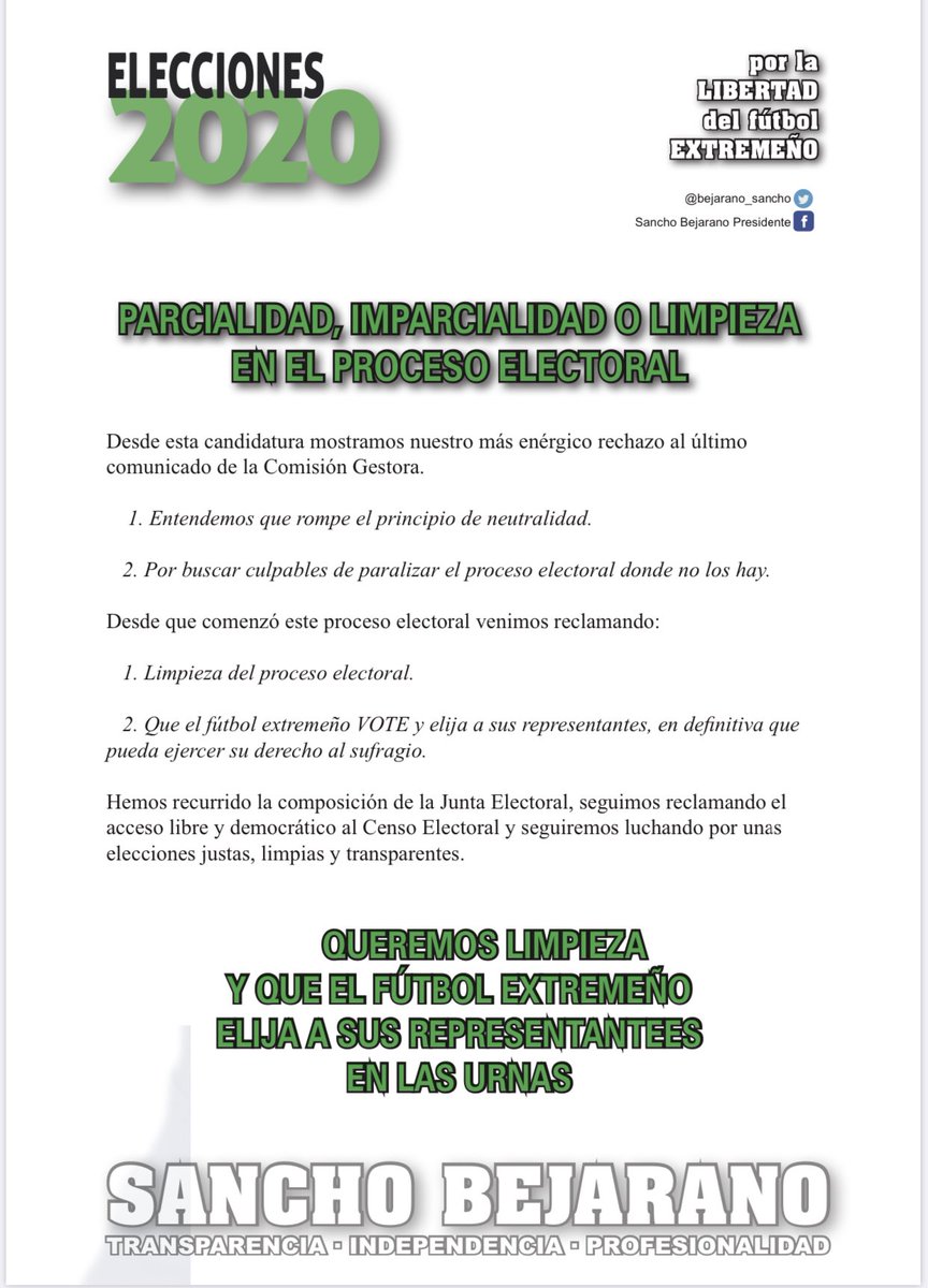 Desde esta candidatura mostramos nuestro más enérgico rechazo al último comunicado de la Comisión Gestora.