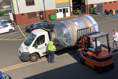 It's a big beast. 5000l buffer tank going out from Nuenta Towers in the sunshine today. #buffer #tanks #greenhomesgrant #energyefficiency
