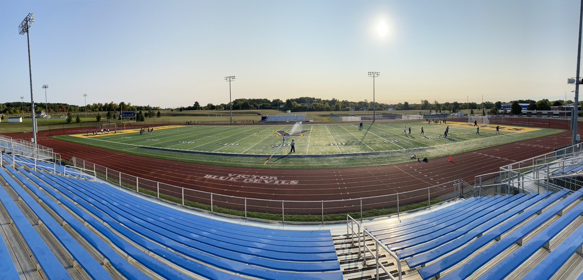 RodEngels's tweet image. All three first block @VictorSeniorHS physics classes gathering position and time data on Victor’s “giant ruler.”