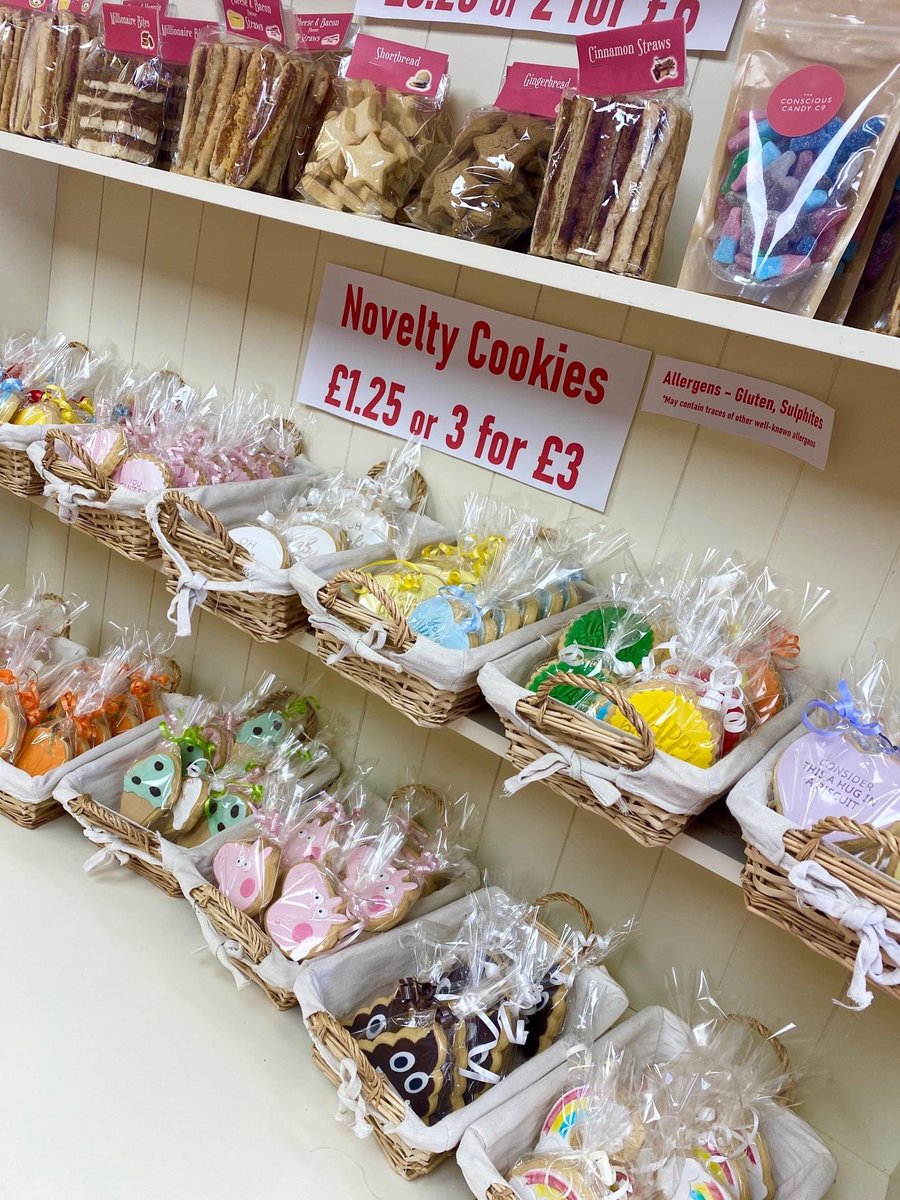 Our shelves are stocked full of cookies, treat bags &amp; more 😍

We're open 10am-3pm Tuesday - Saturday...pop by &amp; support local businesses 🥳