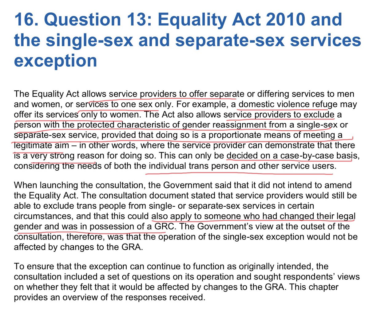 Clear statement on CURRENT law which allows males to be excluded from sex segregated spaces for women. The emphasis on “very strong reason” is the authors. It is enough that women don’t want males in their spaces that’s a VERY STRONG REASON? Women say NO!