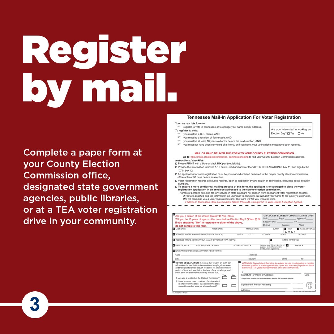 You can also register by mail using the paper form. Come see us today in Antioch at the Kroger Plaza 4-6pm to get registered!