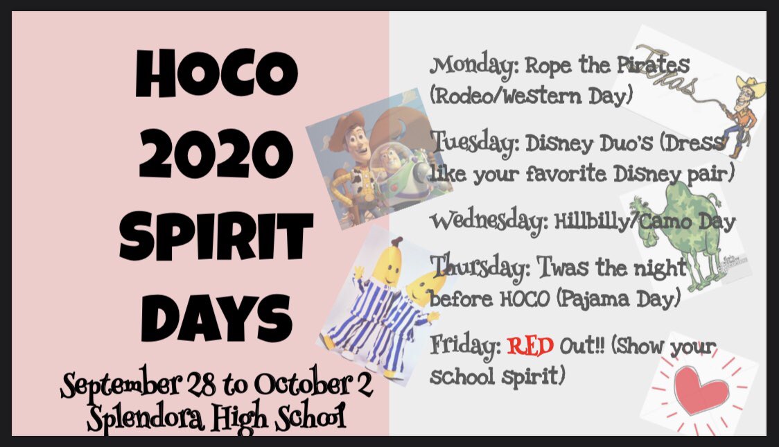 SplendoraCheer's tweet photo. here are your 2020 homecoming themes!! #weseered https://t.co/zaIecp6CAX