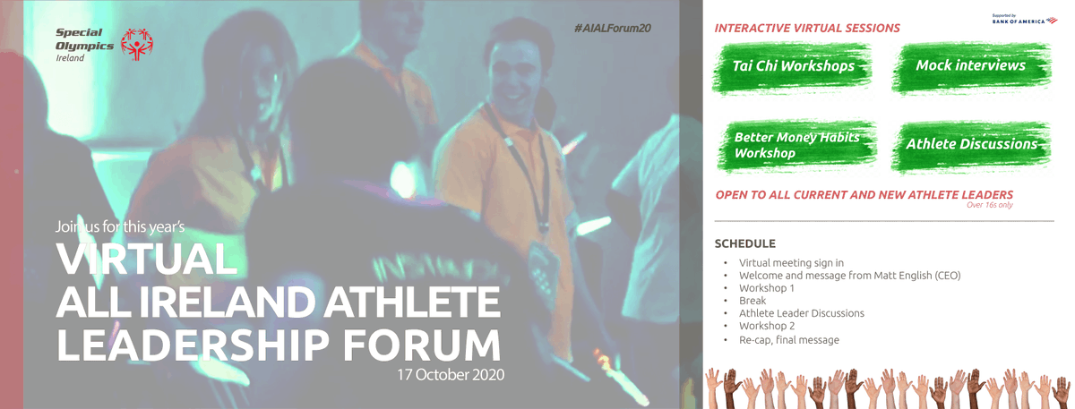 SOIreland's tweet photo. ๐ฃCalling Athlete Leaders
Have you registered for the All Ireland Athlete Leadership Forum?
Spaces are going fast, and the day is packed with plenty of informative works you don't want to miss!
Register here: https://t.co/Aylhpa4cuQ
#AIALF @BankofAmerica https://t.co/RtKYChjBCs