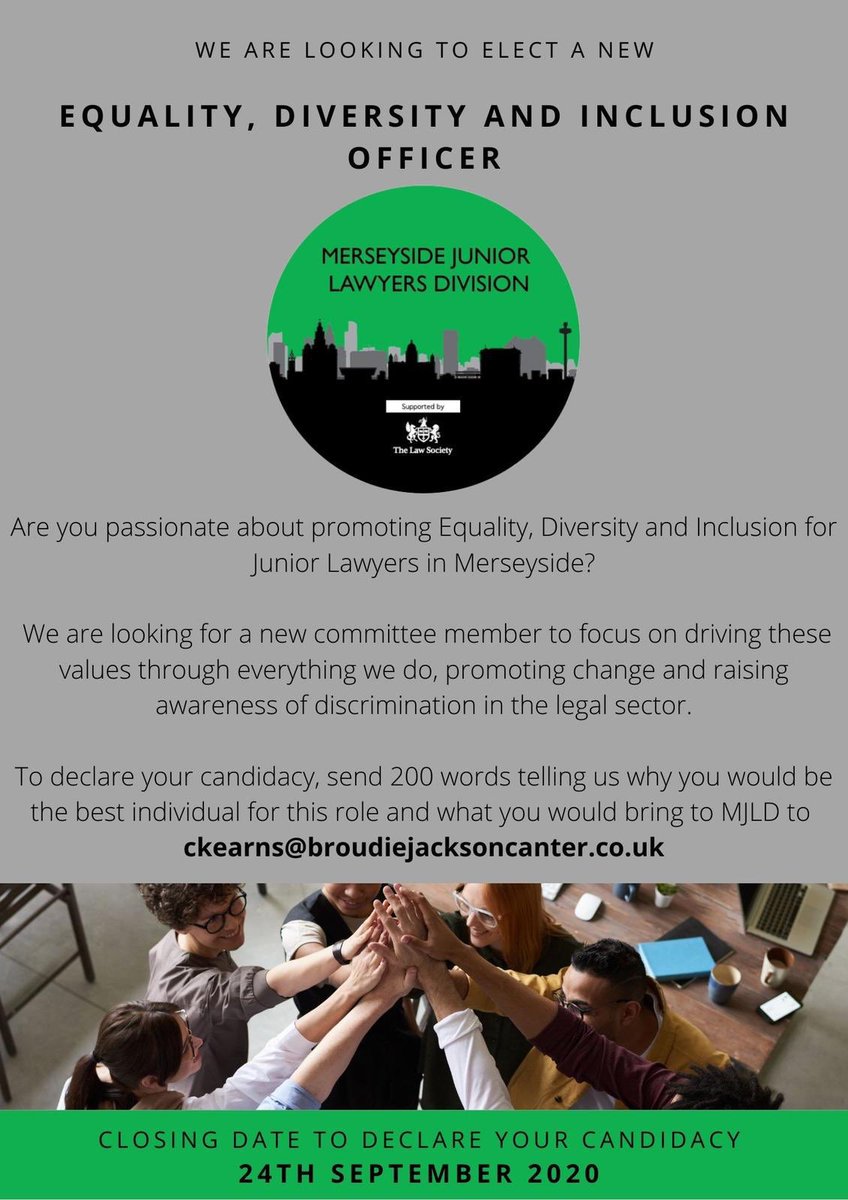 MerseysideJLD's tweet photo. The closing date to nominate yourself for the new Equality, Diversity and Inclusion Officer is fast approaching - make sure you get your nomination emails to ckearns@broudiejacksoncanter.co.uk before Thursday 24th September! 🌟🌟 https://t.co/HmgIi6sq7T
