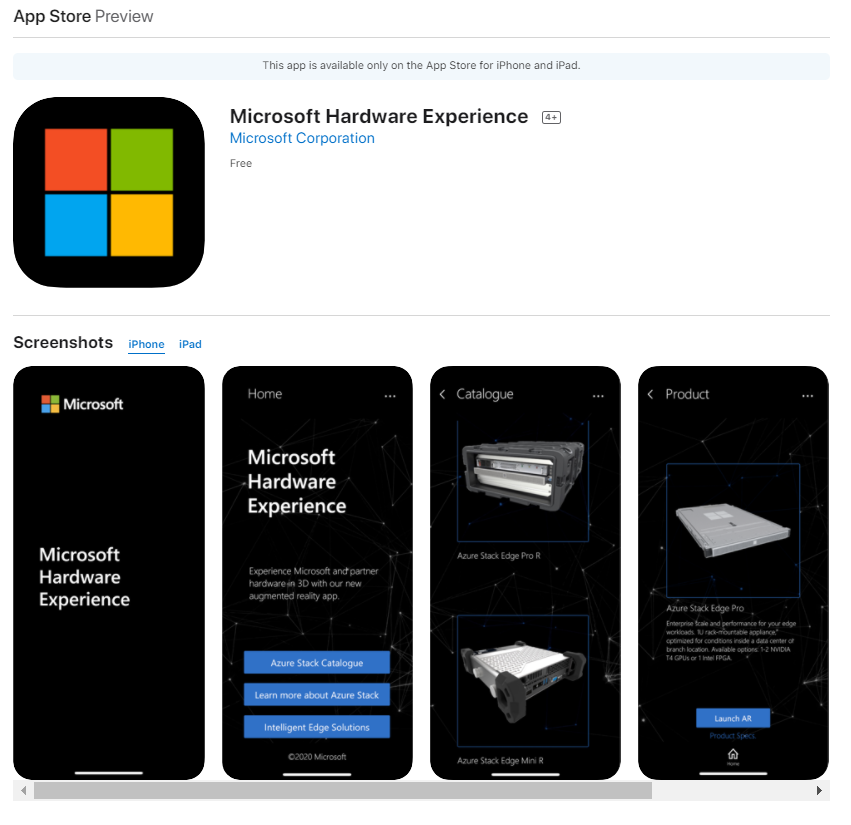 Darmour_MSFT's tweet photo. What does the cloud look like at the edge? Install the #AzureStack app to get an #AugmentedReality experience to visualize and #AzureStackHub or #AzureStackEdge device w/in your facility #MSIgnite  
IOS: https://t.co/U74dBrRiUr
Android: https://t.co/rq55SPIKhX 

Thx @TheDaveKurth https://t.co/GEtuRpW5Tq