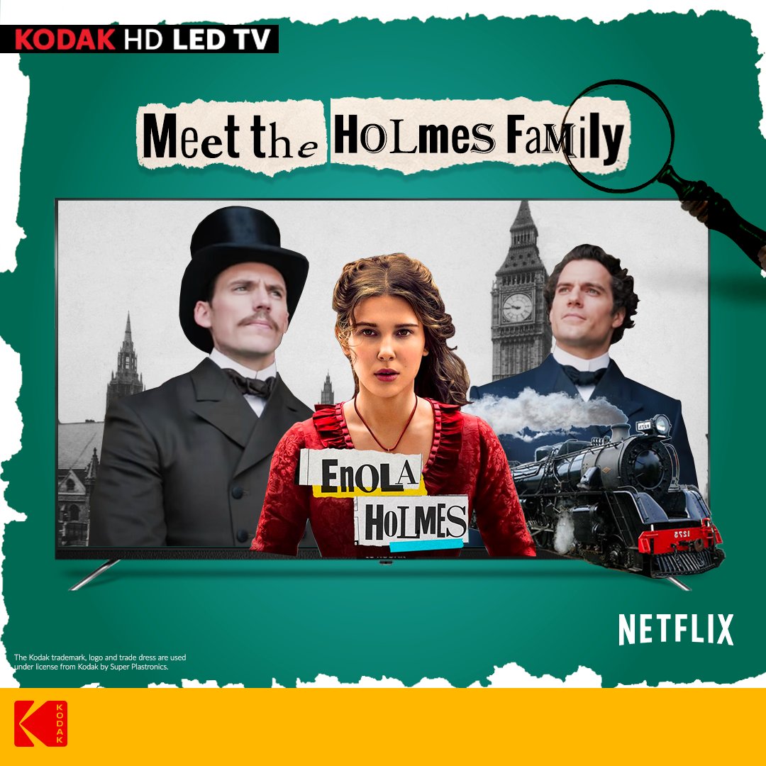 kodaktvindia's tweet image. The Woman Holmes Is Here!
Join the new Holmes, #Milliebobbybrown on an adventure along with her brothers Sherlock and Mycroft by watching Enola Holmes on the Kodak 4K HD LED TV.

#KodakAndroidTV #EnolaHomes #NetflixShows #NetflixRecommendations #MovieRecommendations