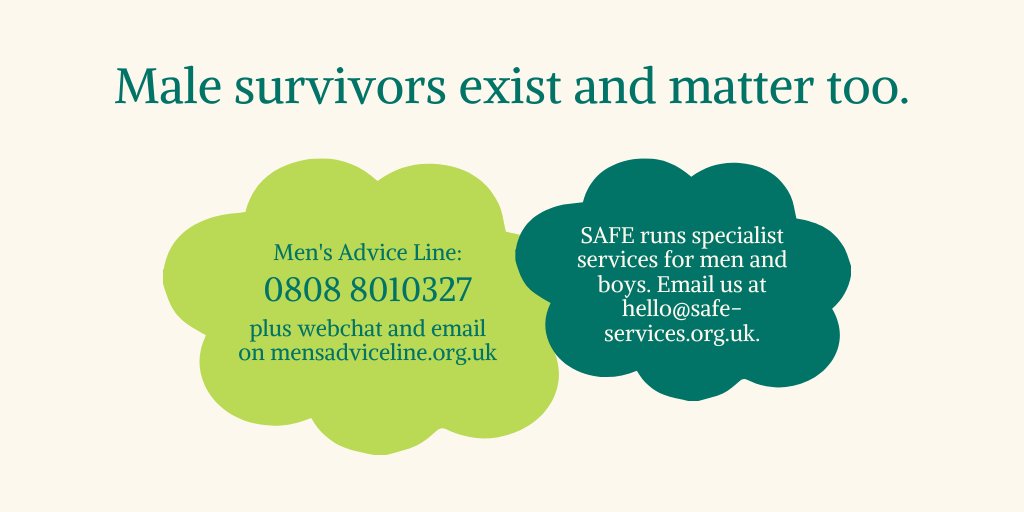 WeAre_SAFE's tweet photo. Male survivors do exist. You can access support through @RespectUK if you are currently experiencing abuse, or if you have experienced it in the past, SAFE can help. Contact us on hello@safe-services.org.uk

#DomesticAbuse https://t.co/Reefu4Uiof