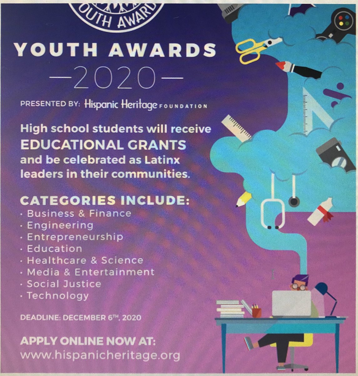 Senior Gladiators, check out this grant opportunity from the Hispanic Heritage Foundation! <a href="/NWcounselors/">Northwood Counselors</a> <a href="/CareerNorthwood/">Northwood College & Career Center</a>