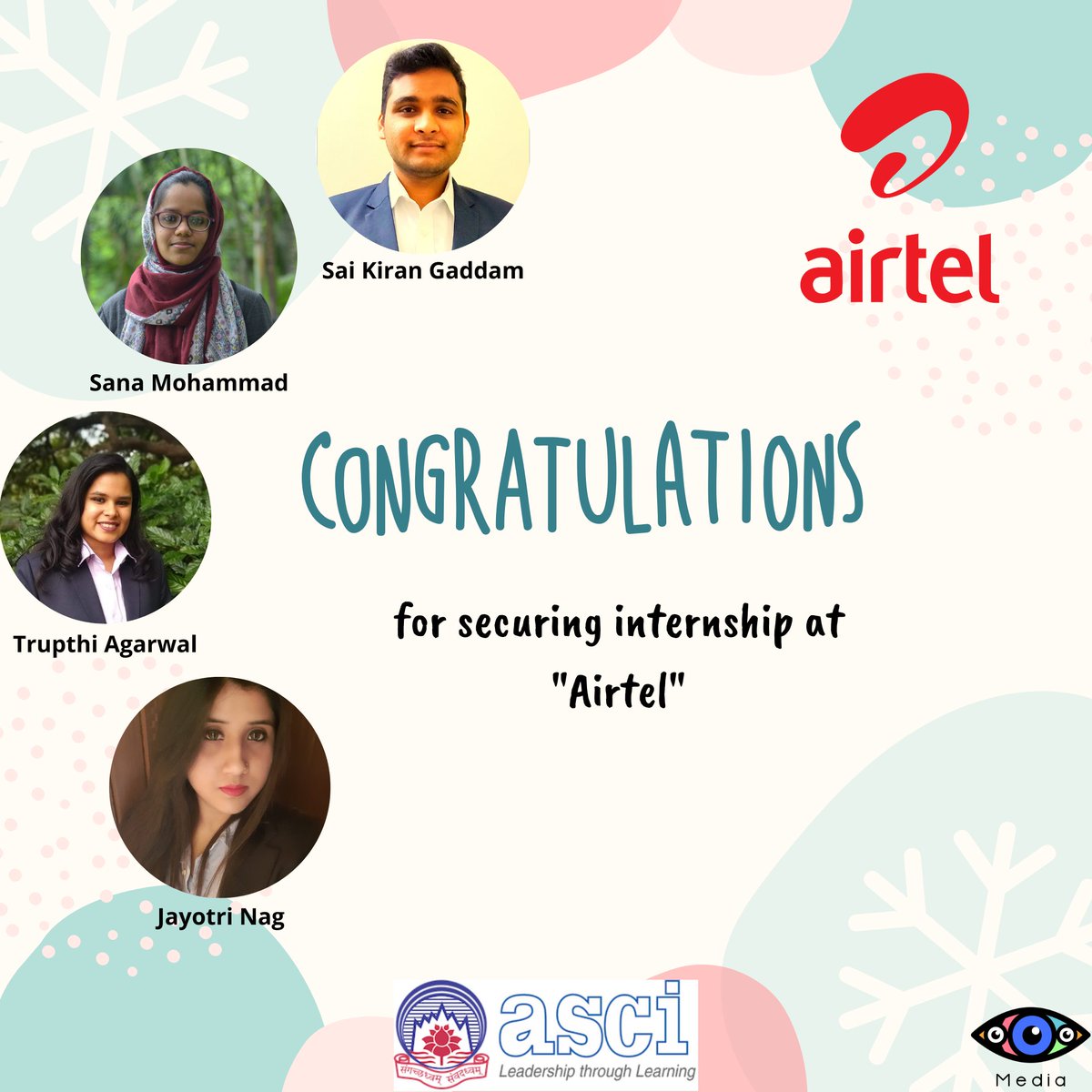 ascipgdm's tweet photo. Congratulations ! There's your reward for all the hard work you put in. Best wishes to the students for securing internship at Airtel. Kudos!
#Internships
#ascipgdm
#Manager
#Airtel
#CONGRATULATIONS
#achievementunlocked
#Classof2021
#internshipatairtel
#internshiplanded https://t.co/uz6cj01qWy