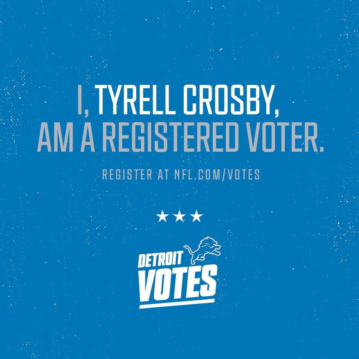 Tyrellcrosby's tweet photo. Register to vote at https://t.co/jIdsdRvgrl #NFLVotes https://t.co/j0gpwhSfn8