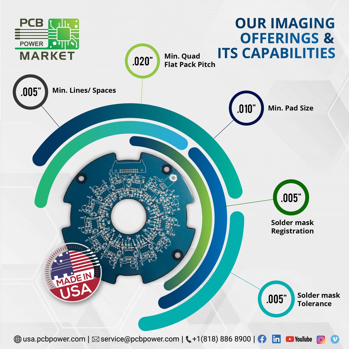 PCBPowerInc's tweet image. Manufacturing high-quality bare boards has been our core competency and focus since the last 35 years. Read more about imaging capabilities so that you can plan your next PCB design in accordance with your manufacturer&apos;s capability.

usa.pcbpower.com/services.html

#MakePCBInAmerica