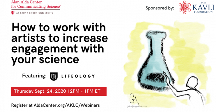 J_Immunol's tweet photo. The Alda-Kavli Learning Center is offering a free webinar entitled "How to Work with Artists to Increase Engagement With Your Science" on Thursday, September 24, 2020 at Noon ET. Register at https://t.co/7RwWJFu8qs.  #communicatescience https://t.co/FtrMzJ6lls