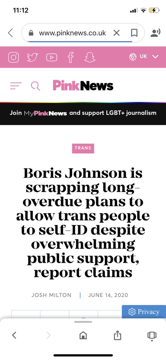 5./ Here’s Pink News bewailing the PM’s lack of interest in Self ID despite more “overwhelming support”. They must be referring to a legion of copycat responses to the govt’s consultation PN urged readers to send in. The public were on a different page as they soon discovered.