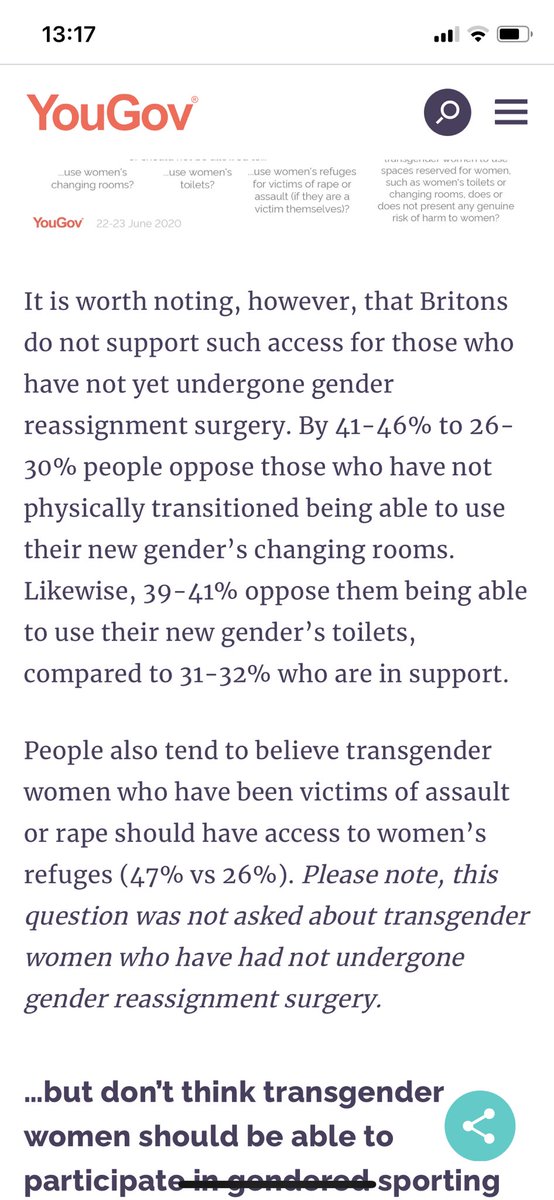 10./ One crucial finding was that while a majority supported transwomen being able to enter women’s single sex spaces a much larger majority was against pre-op transwomen being able to do so. It’s thought most transwomen choose to retain their male genitals.