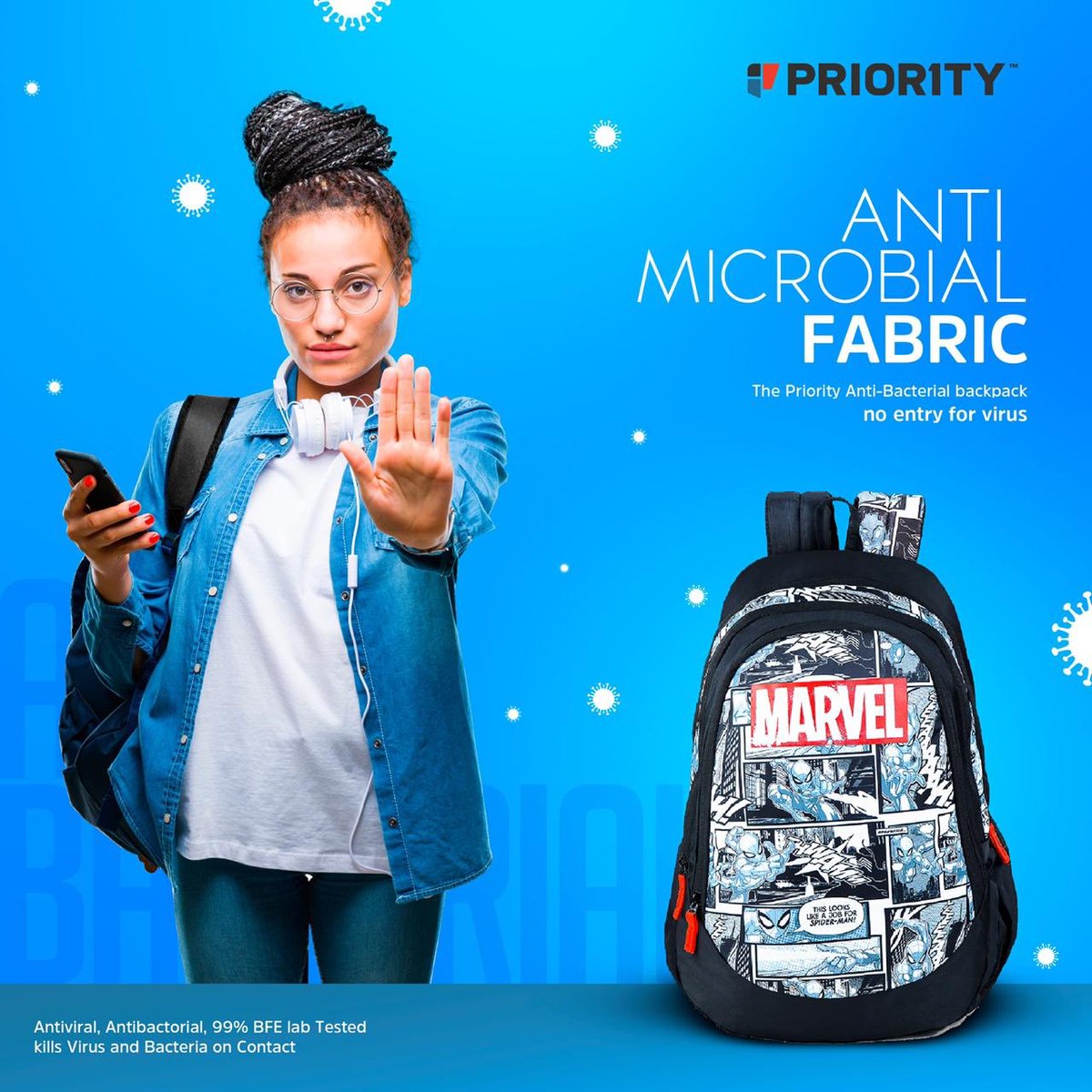 PriorityBags_In's tweet photo. Say no to  Virus! Now keep your belongings safe too with anti-bacterial backpacks by Priority 

#Priority #PriorityProtect #AntiBacterialBags #BackpacksAreNowSafer #SafetyFirst https://t.co/DWnAz1a33N