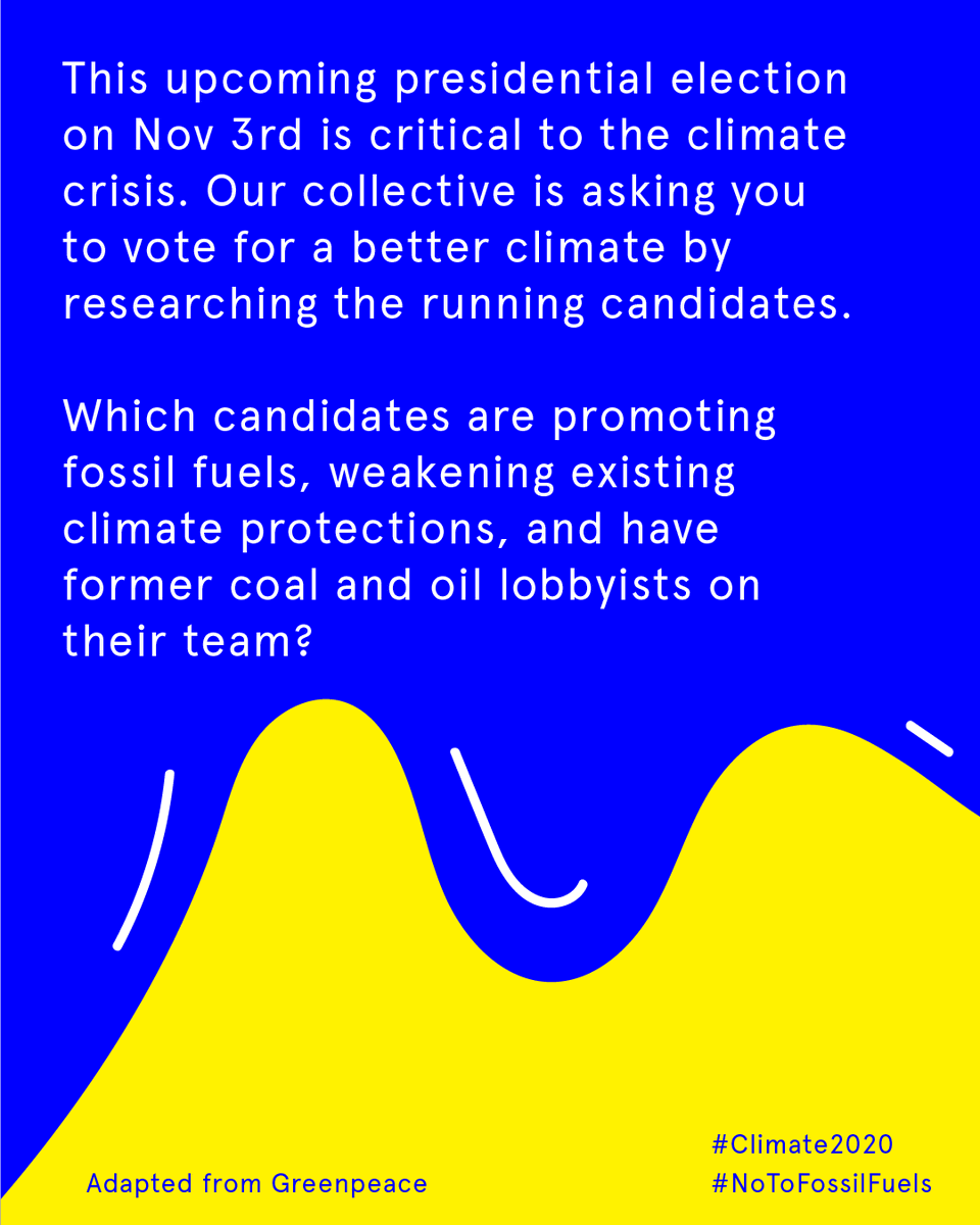 This #ClimateWeekNYC 2020 we at Climate Collective NYC are thinking about how to VOTE for a better climate #Climate2020 #NoToFossilFuels