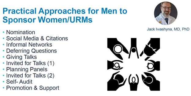 And also this from  @iwashyna -- wonderful tips for men to sponsor women/URMs.  his pledge not to participate in any  #manels10/n