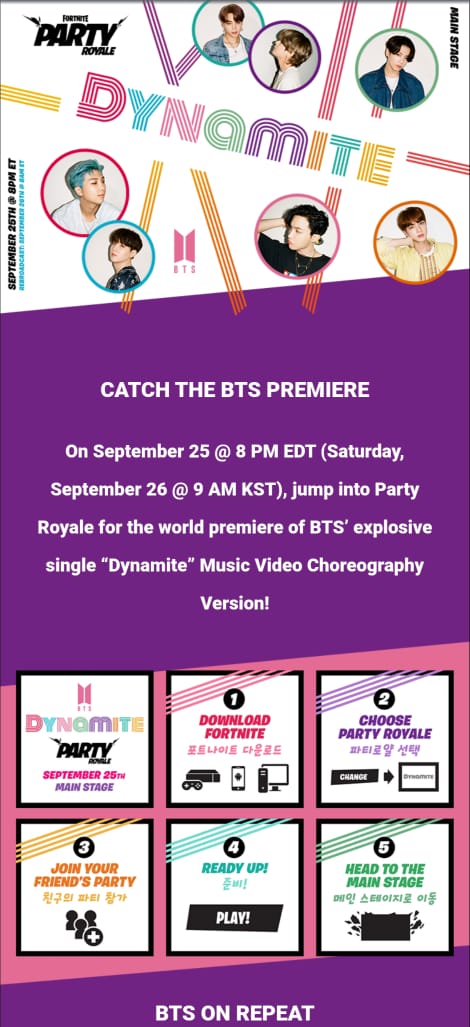 ImagnereStream's tweet photo. Despite all the @EpicGames vs #Apple events, Epic Games is premiering the new #DynamiteBTS by @bts_bighit in the #PartyRoyale game mode of @FortniteGame ....... Will you be there for the #party ??
#dynamite100M #FortniteNexusWar #freefortnite #BTS #BTSxFortnite #gaming https://t.co/il5OStkNrs