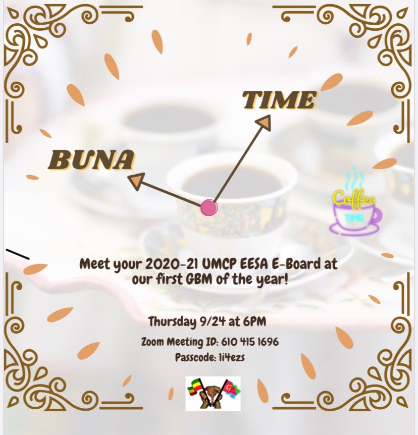 UMCP_EESA's tweet image. Hey family! We hope you’re having a great start of your week! We’re FINALLY having our first GBM this Thursday!! Come meet your 2020-21 E-Board, we can’t wait to meet you!#EESATHURSDAYS