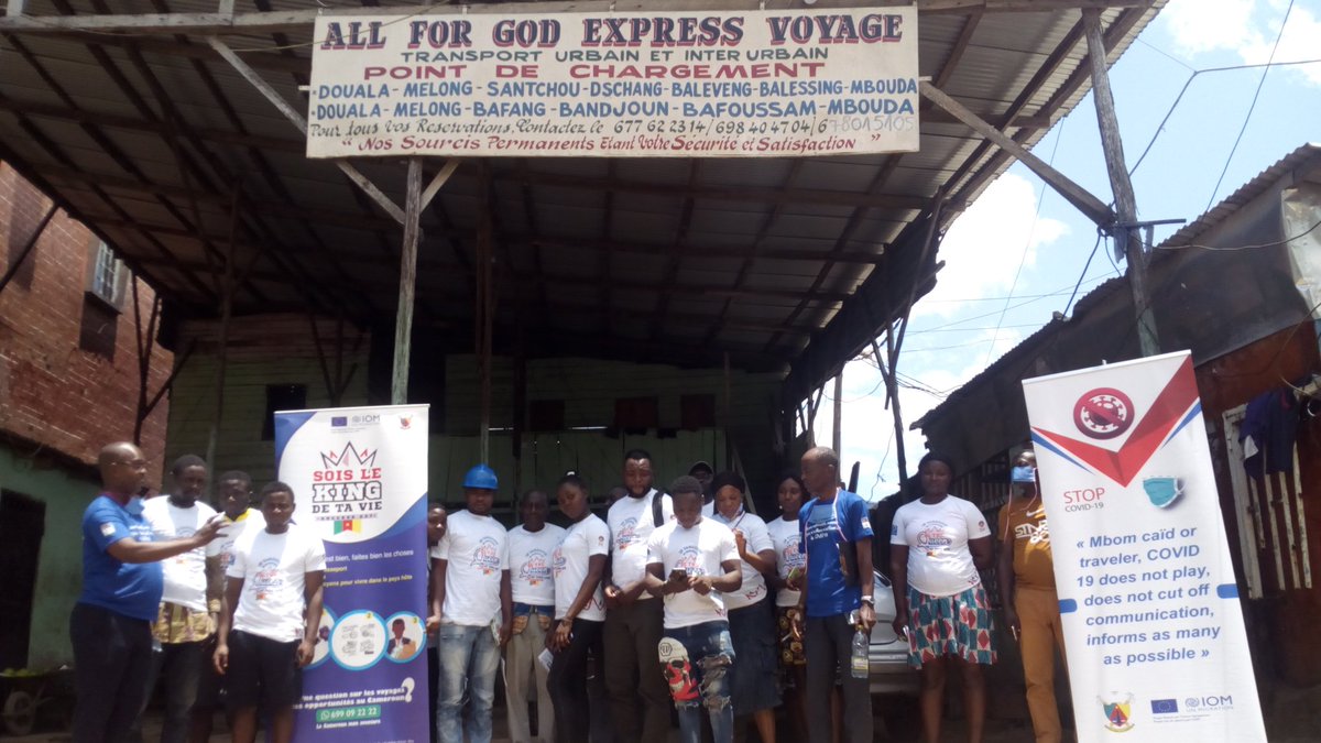 JonasNSEGBE's tweet photo. Sensibilisation sur la Covid-19 et la Migration ce Mardi à l'agence de voyage "All for God Voyage" à Bepanda, Douala.
20 acteurs de transport ont activement pris part l'activité.
Un projet de @CamerounOim Financé par @UEauCameroun
#AfricaTrustFund #EuropeAid #ARECC https://t.co/DQkt3l8fo8