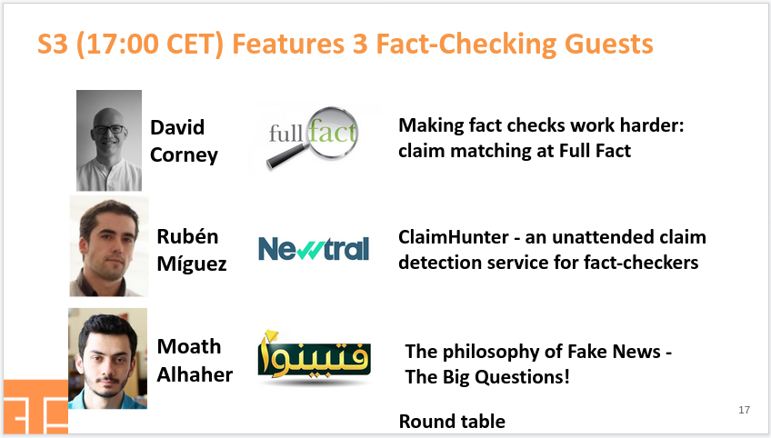 _albarron_'s tweet image. The first @clef_initiative keynote is coming to an end. We are starting the last session of this year's #checkthat2020 at 17:00, featuring @DCorney (Full Fact), @rubenmiguez (Newtral), and Moath Althaher (Fatabyyano)