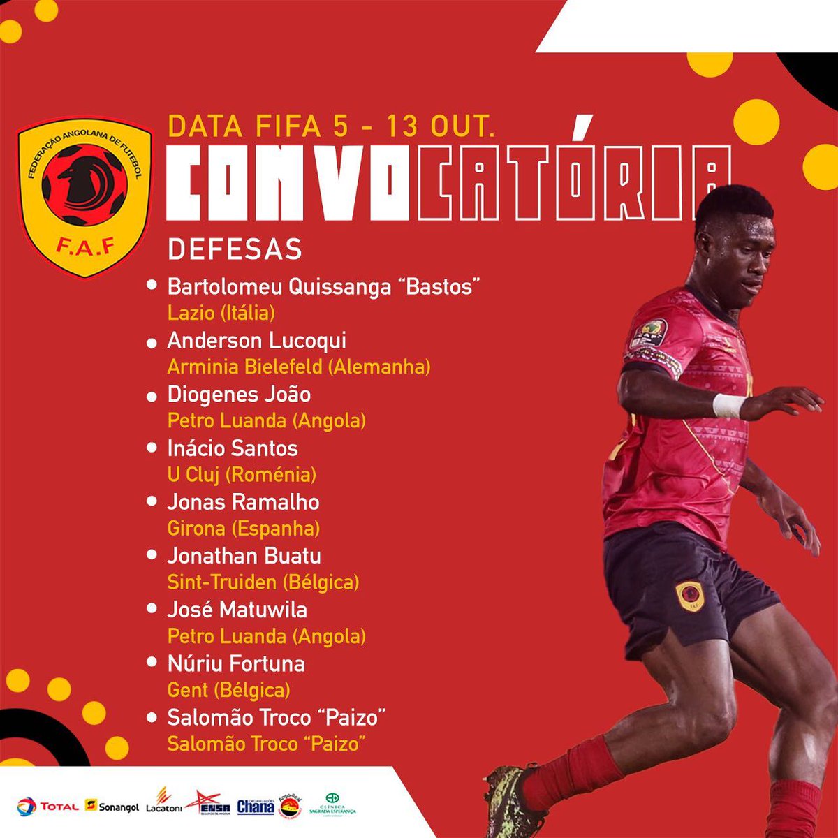 faffutebol's tweet photo. #Convocatoria 

A Lista de convocados foi divulgada hoje em vídeo conferência

#ForçaPalancas

Angola é Palanca, Palanca somos todos https://t.co/LqUrr4OAof