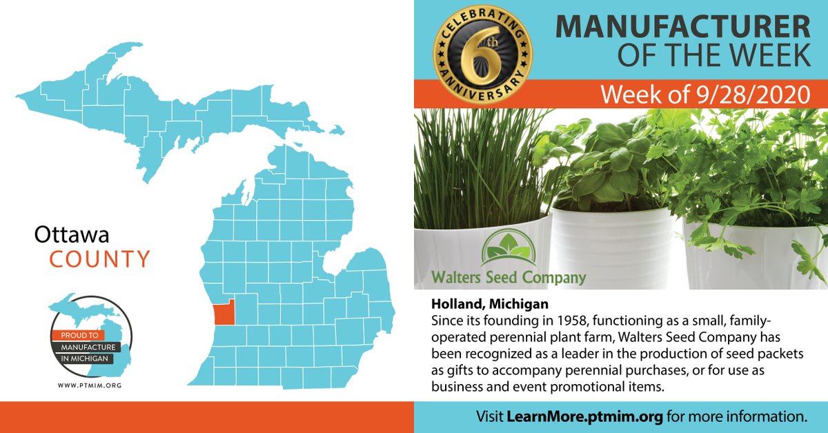 Proudtomfrinmi's tweet photo. .@GovWhitmer @SenStabenow @SenGaryPeters Our @Proudtomfrinmi featured #member company is Walters Seed Company in @Holland_MI_! https://t.co/CB1dN16Yf6 #ManufactureSmarter #6YearMember #familyowned #promotionalproducts #supportcommunity https://t.co/q3HmbvBeON