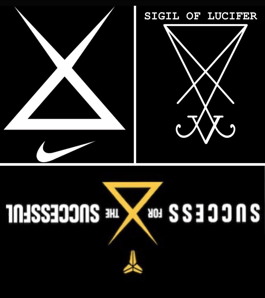 Kobe System & Nike, ‘Success for the Successful’ Commercial, Athletes and Logo, are represented by the Sigil of Lucifer, turned upside down...Every one in that commercial series including Kobe took blood oaths for fame & fortune, immortality.