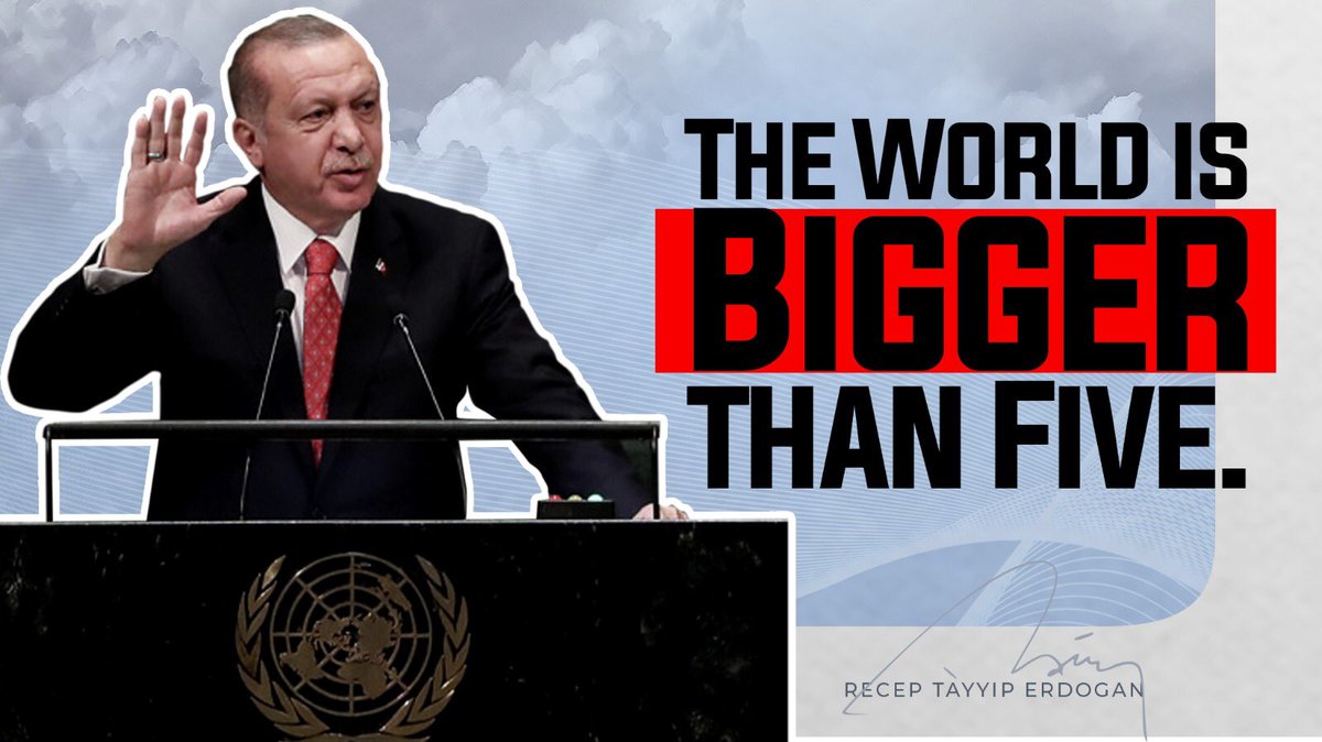 Hakikat ‘‘Dünya beşten büyüktür’’ diyebilmektir, güçlünün değil haklının yanında yer almaktır.

Cumhurbaşkanımız Sn. <a href="/RTErdogan/">Recep Tayyip Erdoğan</a> mazlumun hakkını korumak, mağdur coğrafyaların sesi olmak için yeniden Birleşmiş Milletler kürsüsünde.

#HakikatinSesiErdoğan