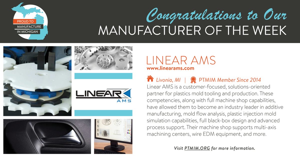 Proudtomfrinmi's tweet photo. @lpohutsky19 Our @Proudtomfrinmi featured #member company is @LinearAMS in your district! https://t.co/JtgGXu8dvZ #ManufactureSmarter #6YearMember #prototype #blackboxdesign #machineshop https://t.co/HGeAq07hxl