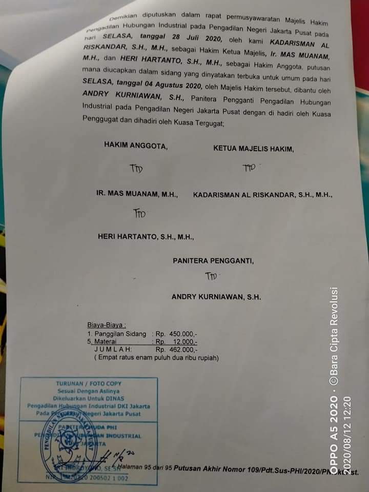 Musri_SEBUMI's tweet image. #SioenIndustries owners (PT. Sioen Indonesia) are more violent than the Covid 19 virus, because they do not comply with labor laws in Indonesia that have been decided by a panel of judges.