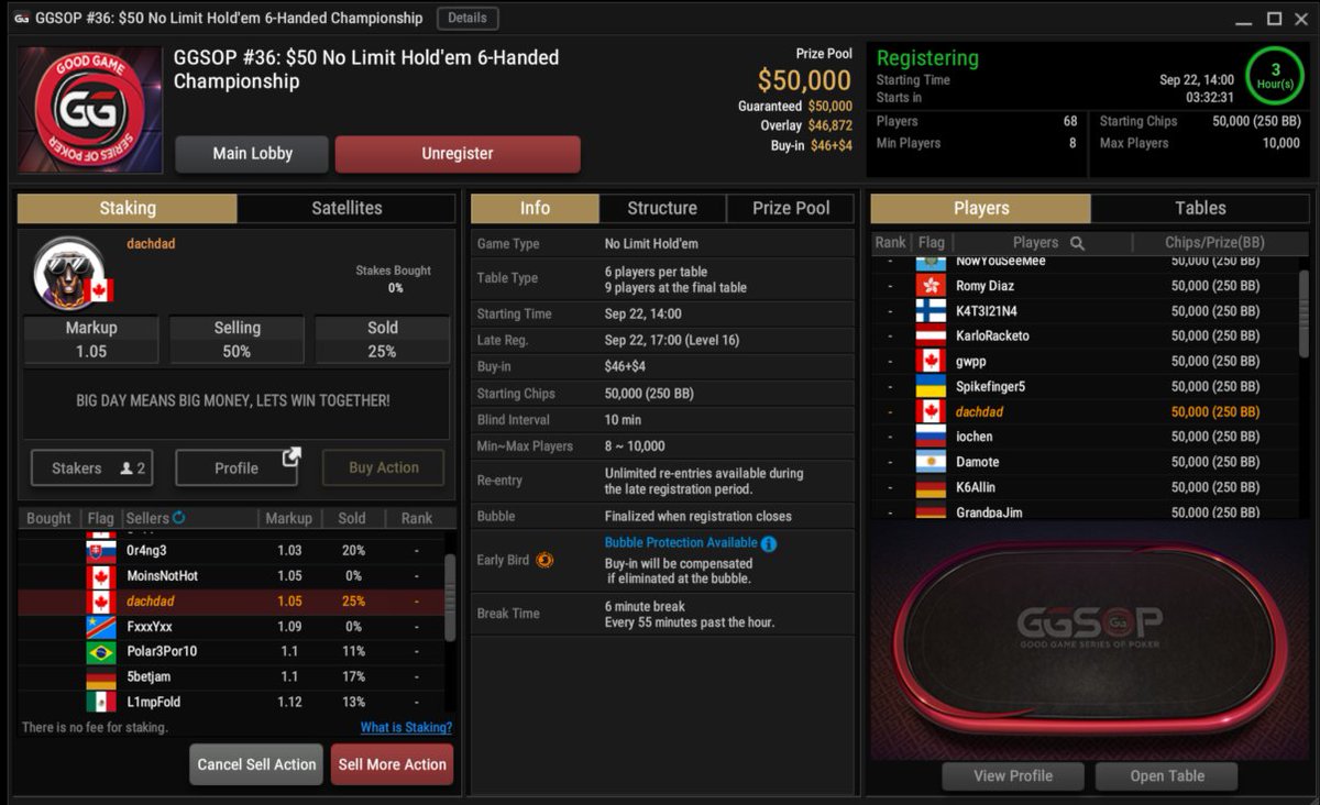 ONLY 25% REMAINING, THIS IS THE ONLY TOURNEY I HAVE UP FOR SALE TODAY. GRINDING ABI OF $25 AND UNDER ALL DAY. THIS WILL BE THE BIG ONE, GET A PIECE BEFORE IT STARTS IN 3 HOURS AND LETS SPIN IT UP BABY!! 😎🏆
