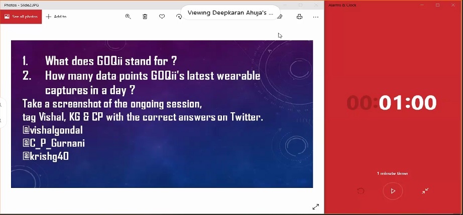 SaurabhTechM's tweet photo. @vishalgondal
 
#GOQii Indian unicorn 'Be The Force'

Fueling #FitIndiaMovement with 25,000+ data personalized points per day!!

Tide #Covid19 with real-time SPO2 &amp; Temperature at your fingertips 

Great Going!!

@C_P_Gurnani
@krishg40 https://t.co/ZatFSYKFrL