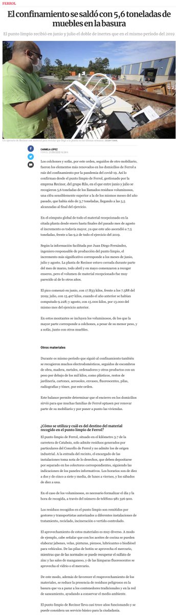 arcodega's tweet photo. El punto limpio de Ferrol recibió en junio y julio el doble de inertes que en el mismo período del 2019.
#Recinor #reciclaje #arcodega https://t.co/DrqZVBU1cJ